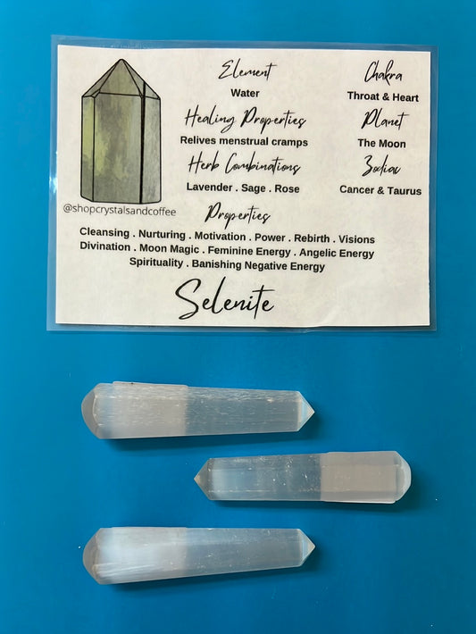 Selenite Faceted Wand