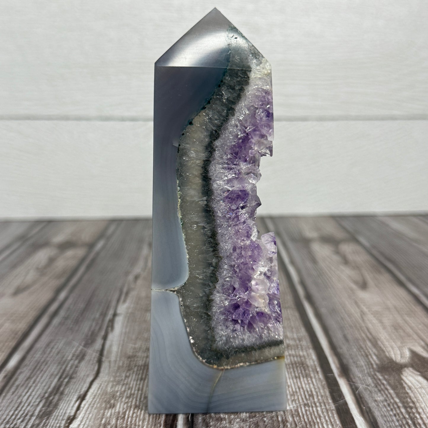 Druzy Amethyst in Agate Tower