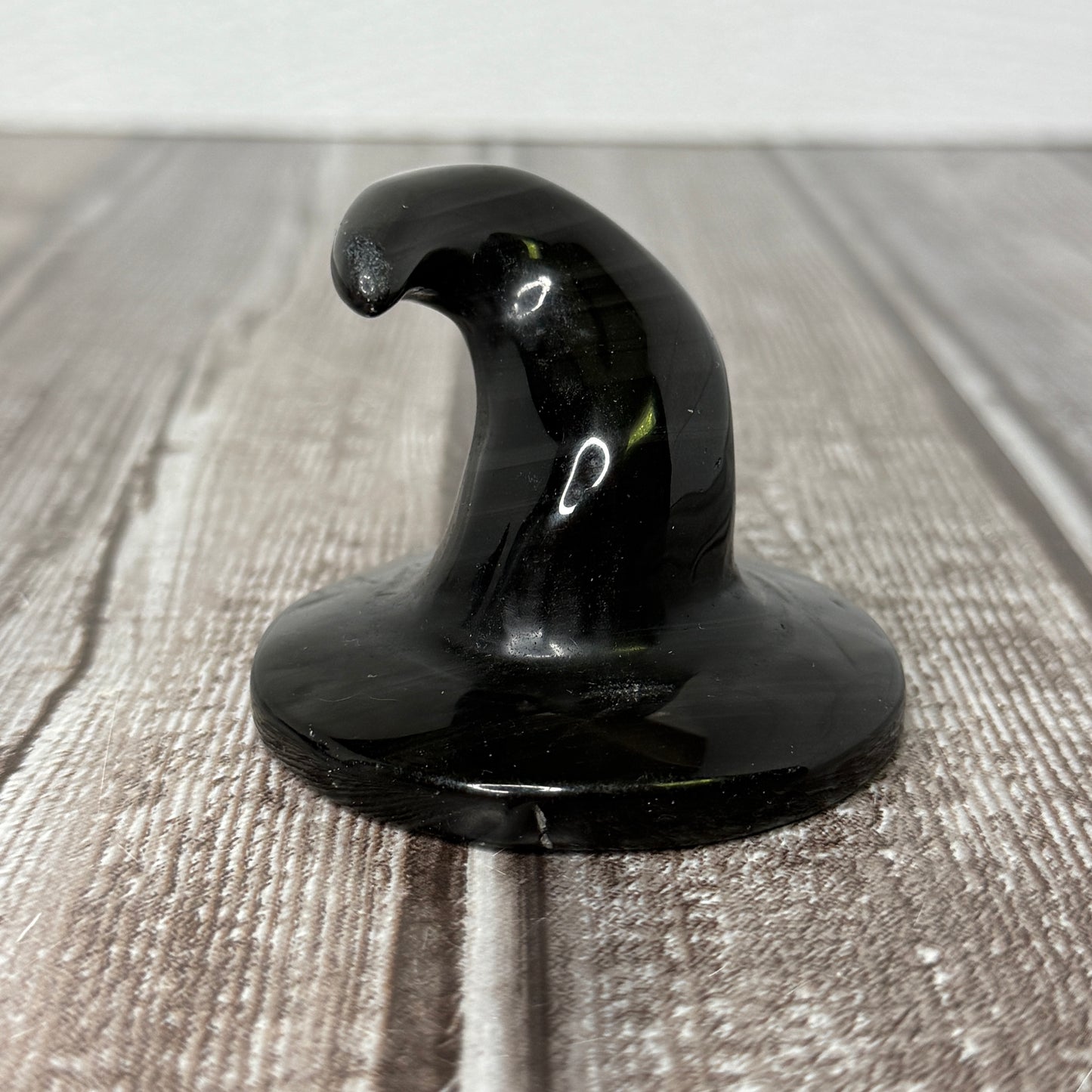 Silver Sheen Obsidian Witch Hat