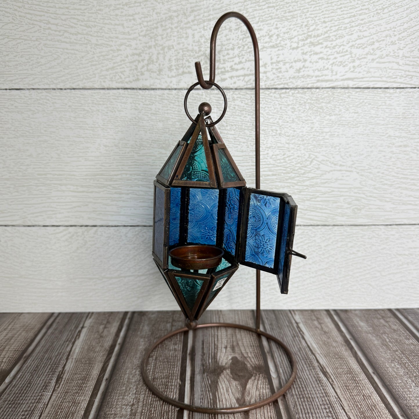 Glass & Metal Lantern with Stand