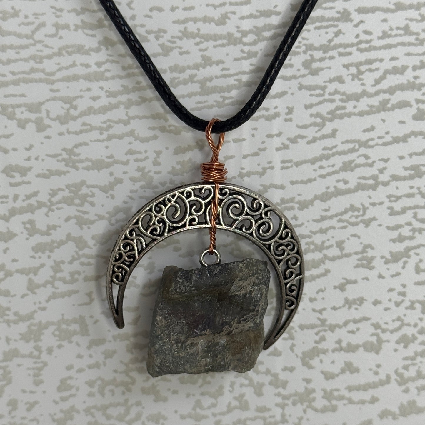 Moon w/ Raw Crystal Necklace