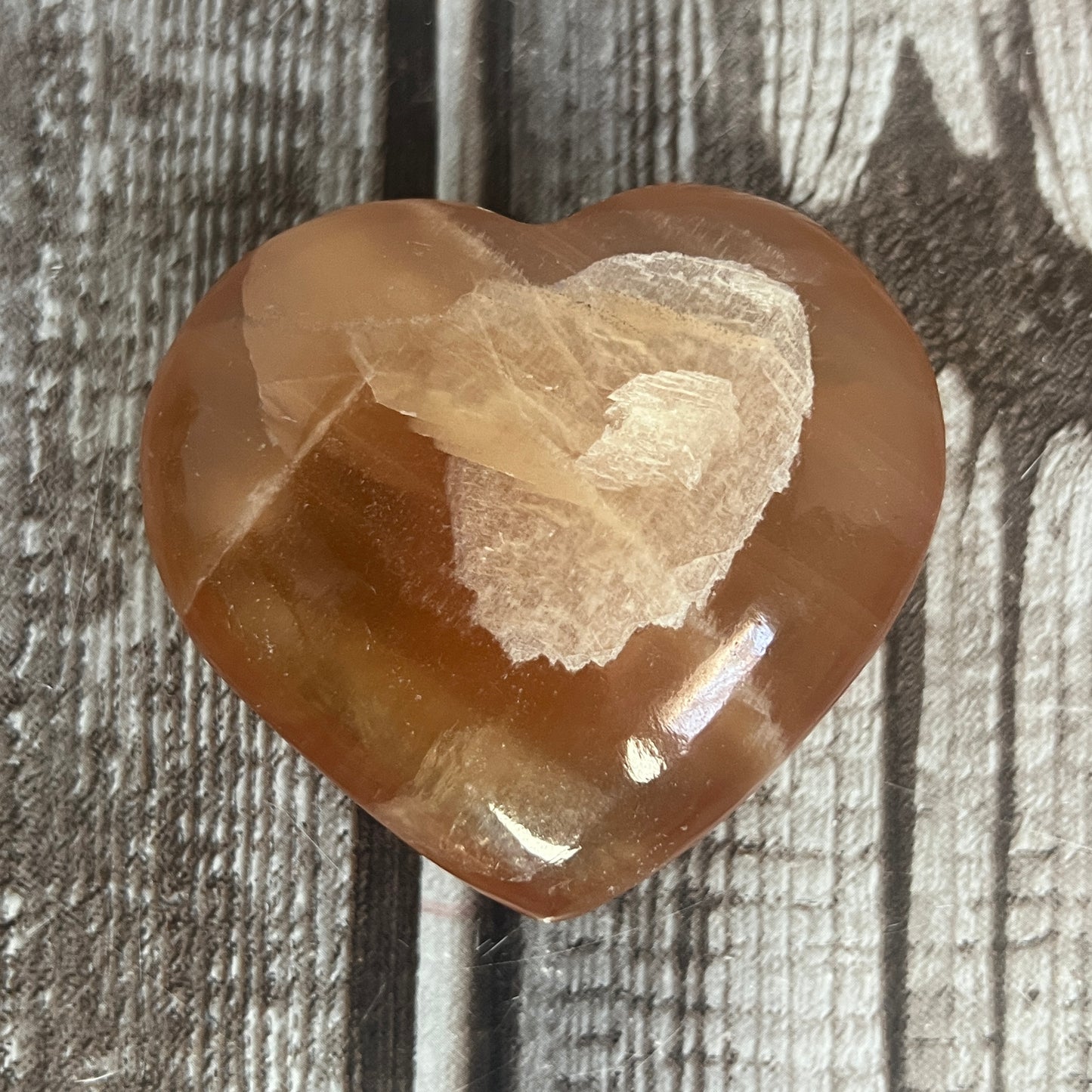 Honey Calcite Heart