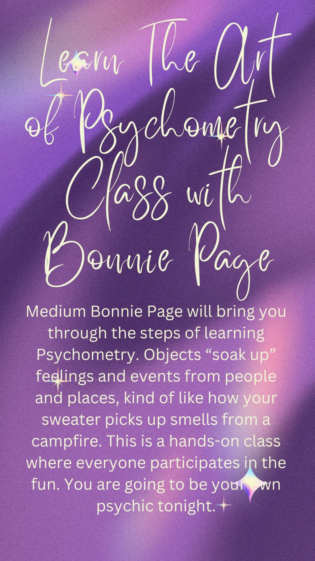 Learn The Art of Psychometry Class with Bonnie Page