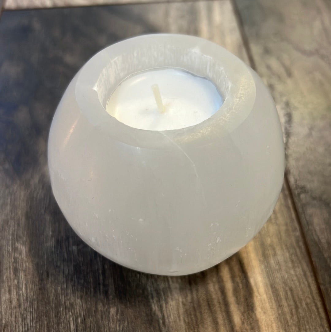 Selenite Polished Candle Holder