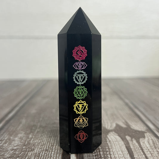 Black Obsidian Chakra Tower