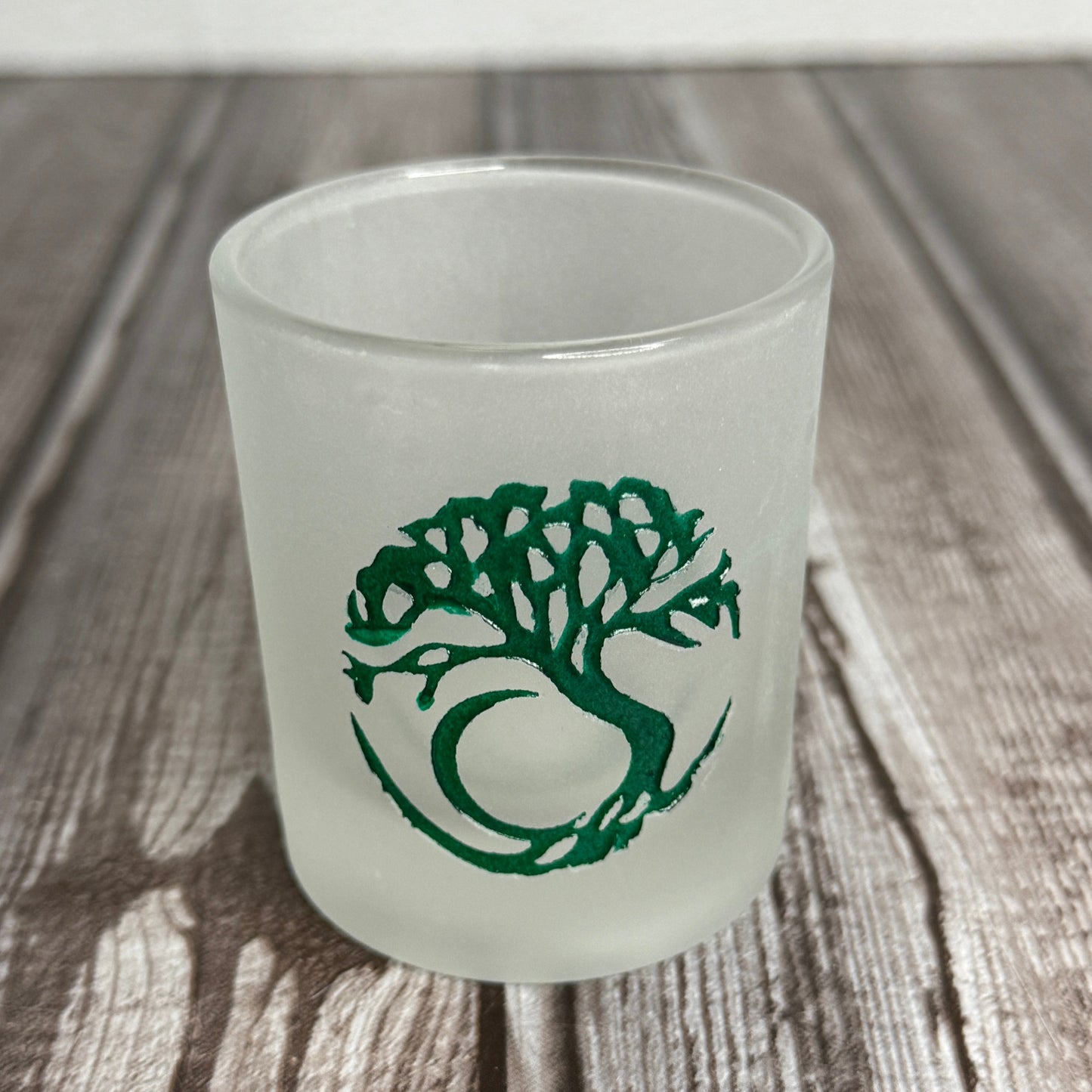 Etched Glass Votive Holder