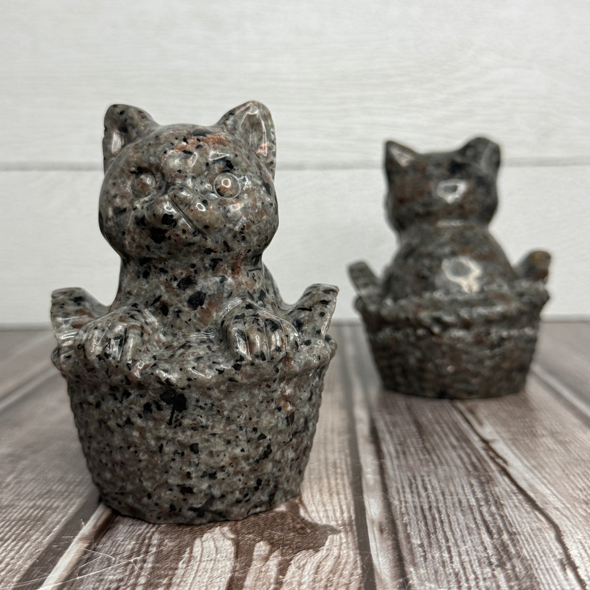 Flame Stone Cat in Basket