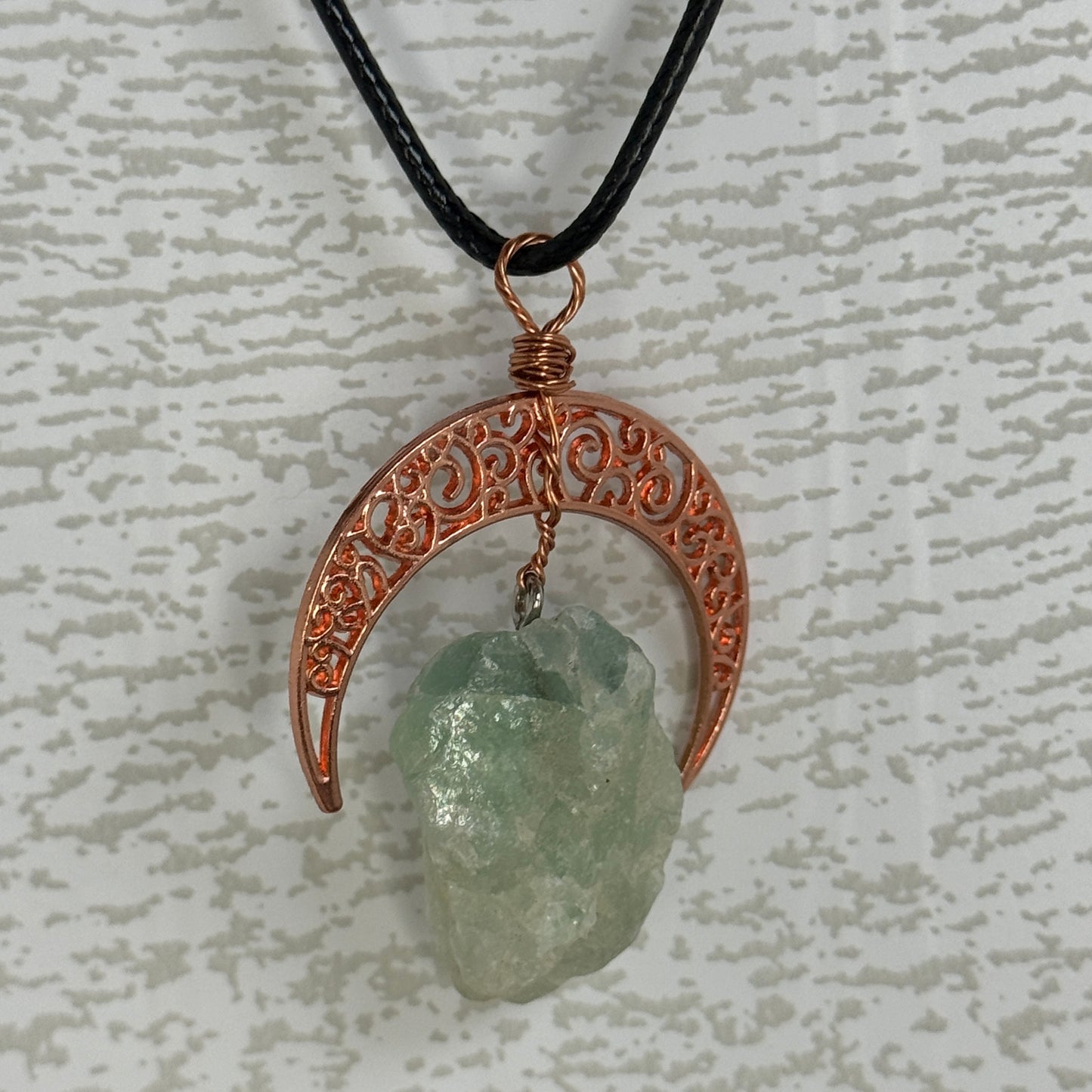 Moon w/ Raw Crystal Necklace