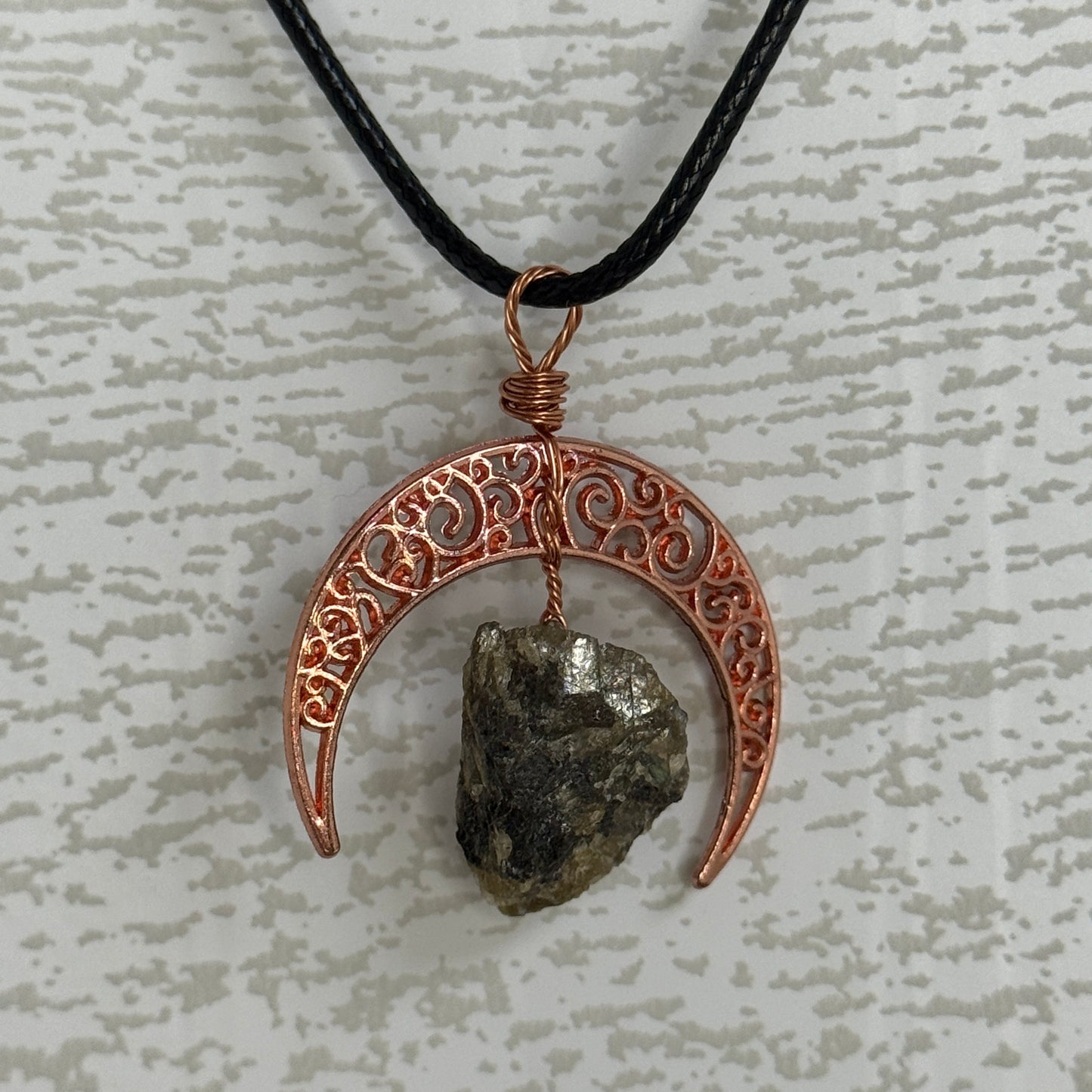 Moon w/ Raw Crystal Necklace