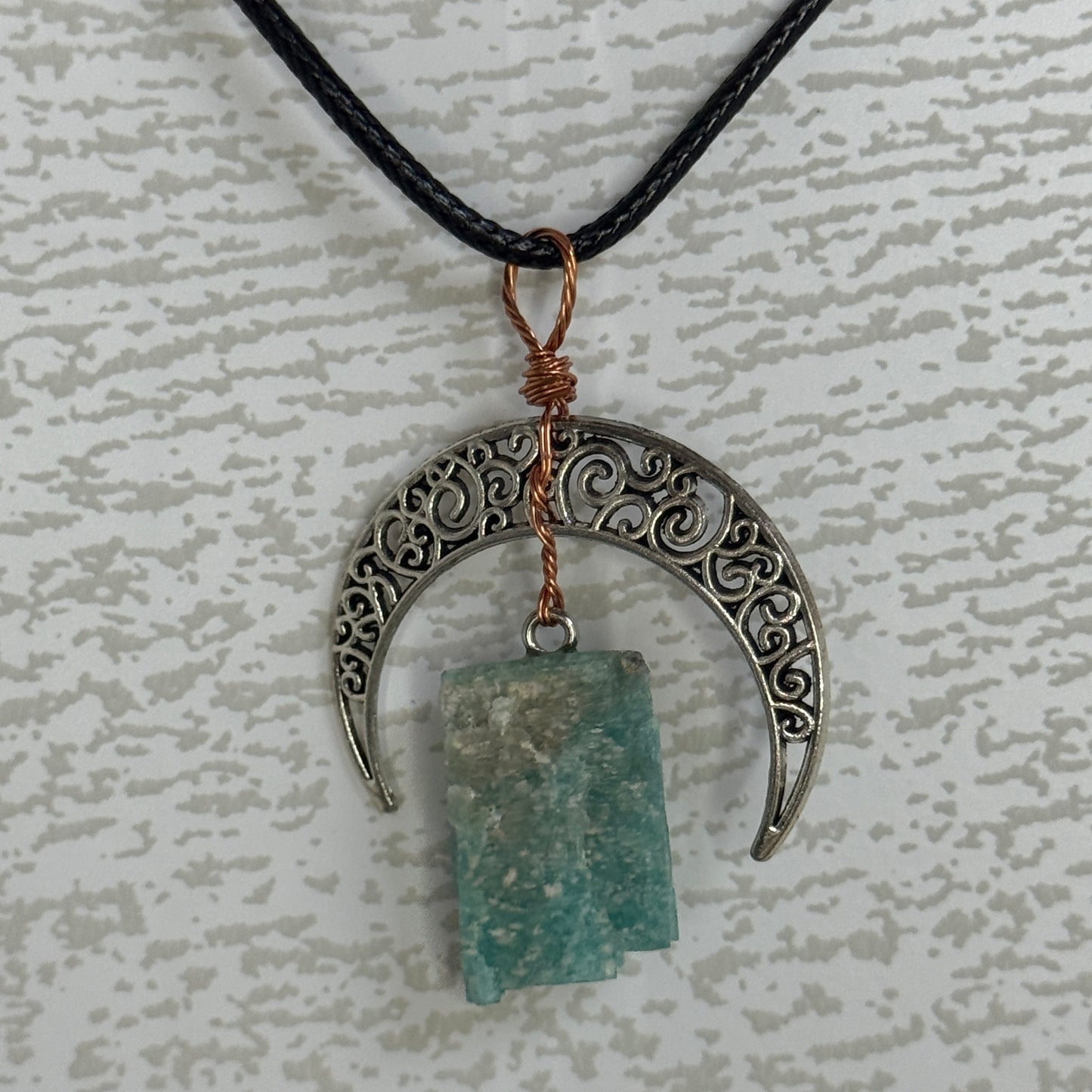 Moon w/ Raw Crystal Necklace
