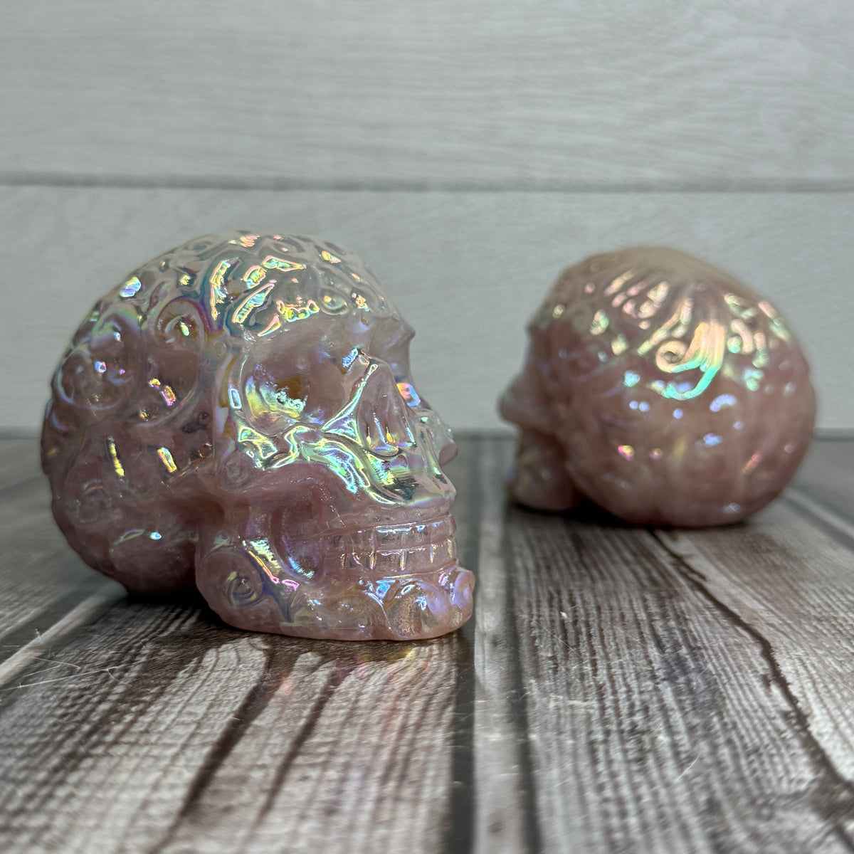 Angel Aura Rose Quartz Skull