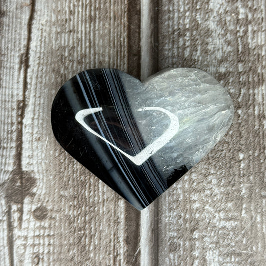 Black Banded Agate Heart