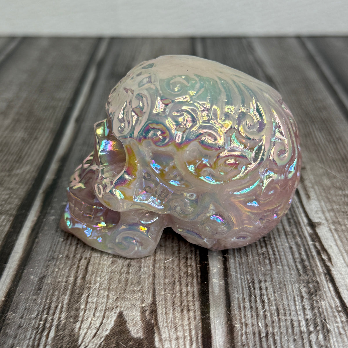 Angel Aura Rose Quartz Skull