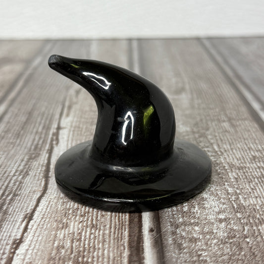 Silver Sheen Obsidian Witch Hat