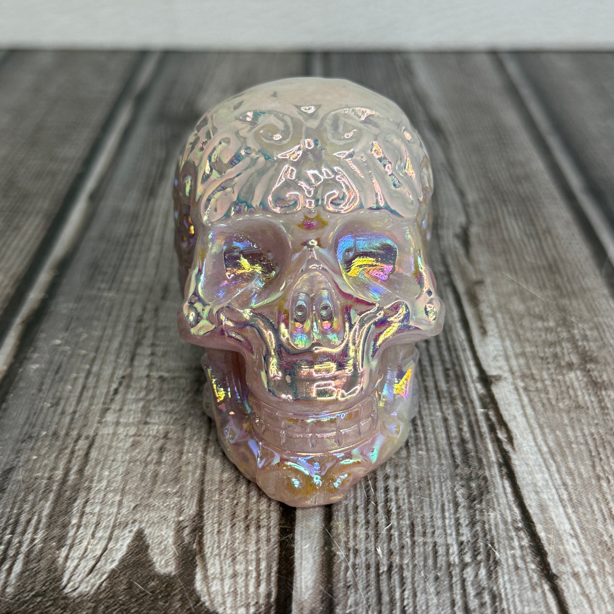 Angel Aura Rose Quartz Skull