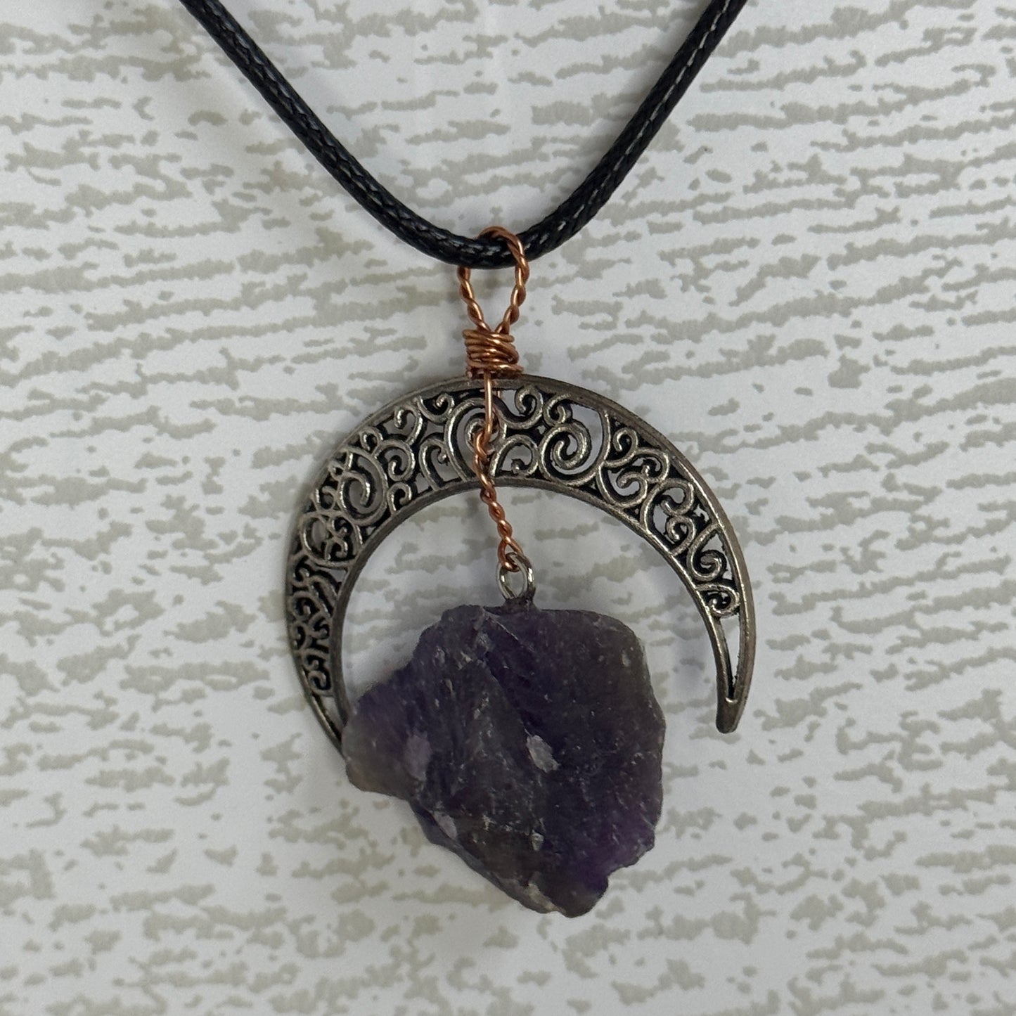 Moon w/ Raw Crystal Necklace