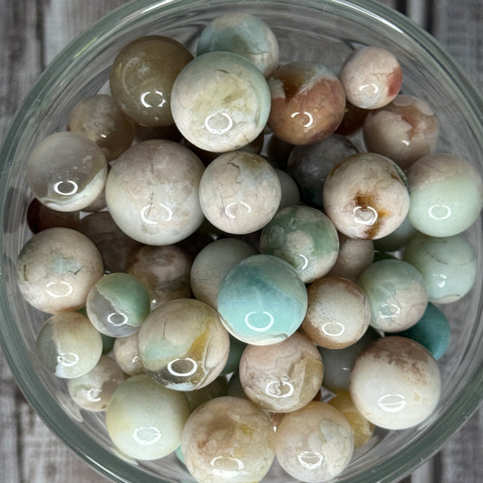Tiny Green Flower Agate Sphere