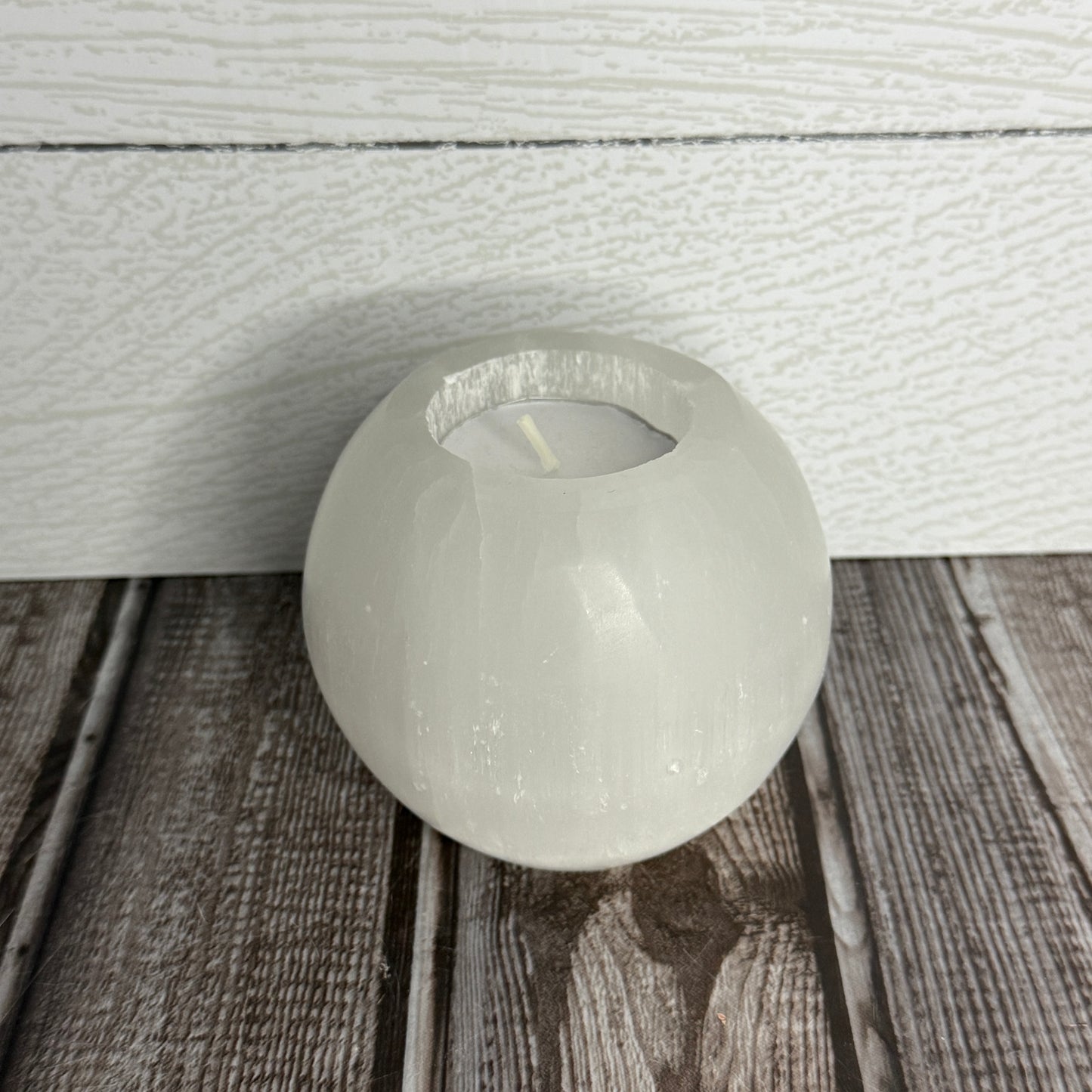 Selenite Polished Candle Holder