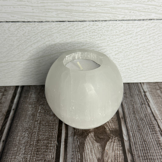 Selenite Polished Candle Holder