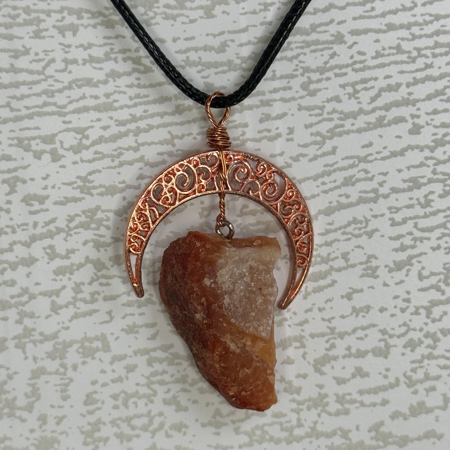 Moon w/ Raw Crystal Necklace
