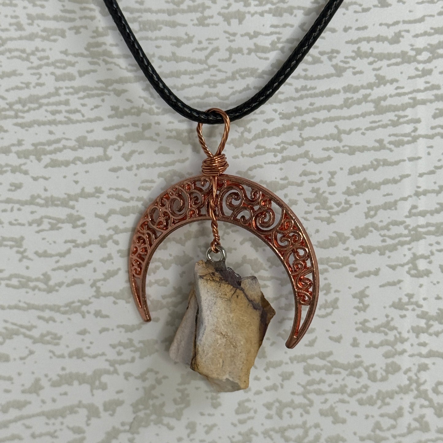 Moon w/ Raw Crystal Necklace