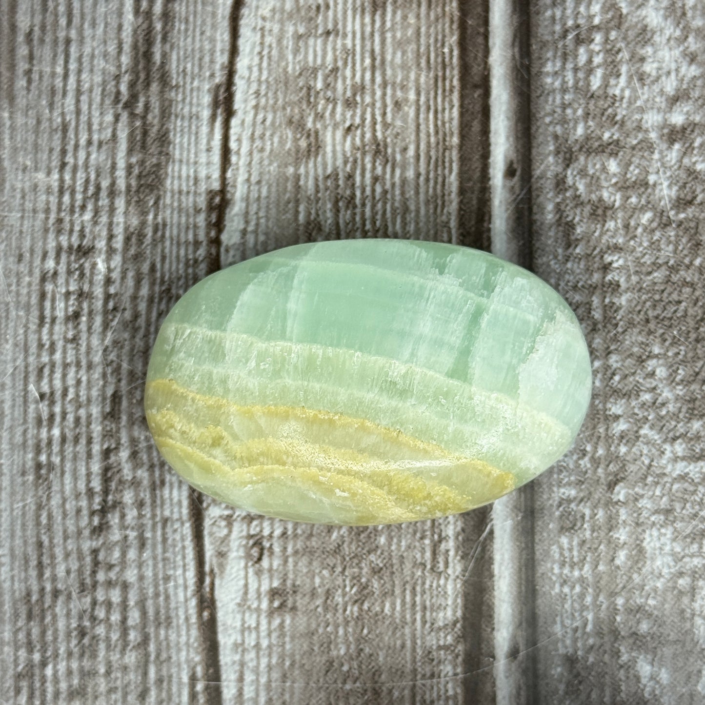 Pistachio Calcite Palm Stone