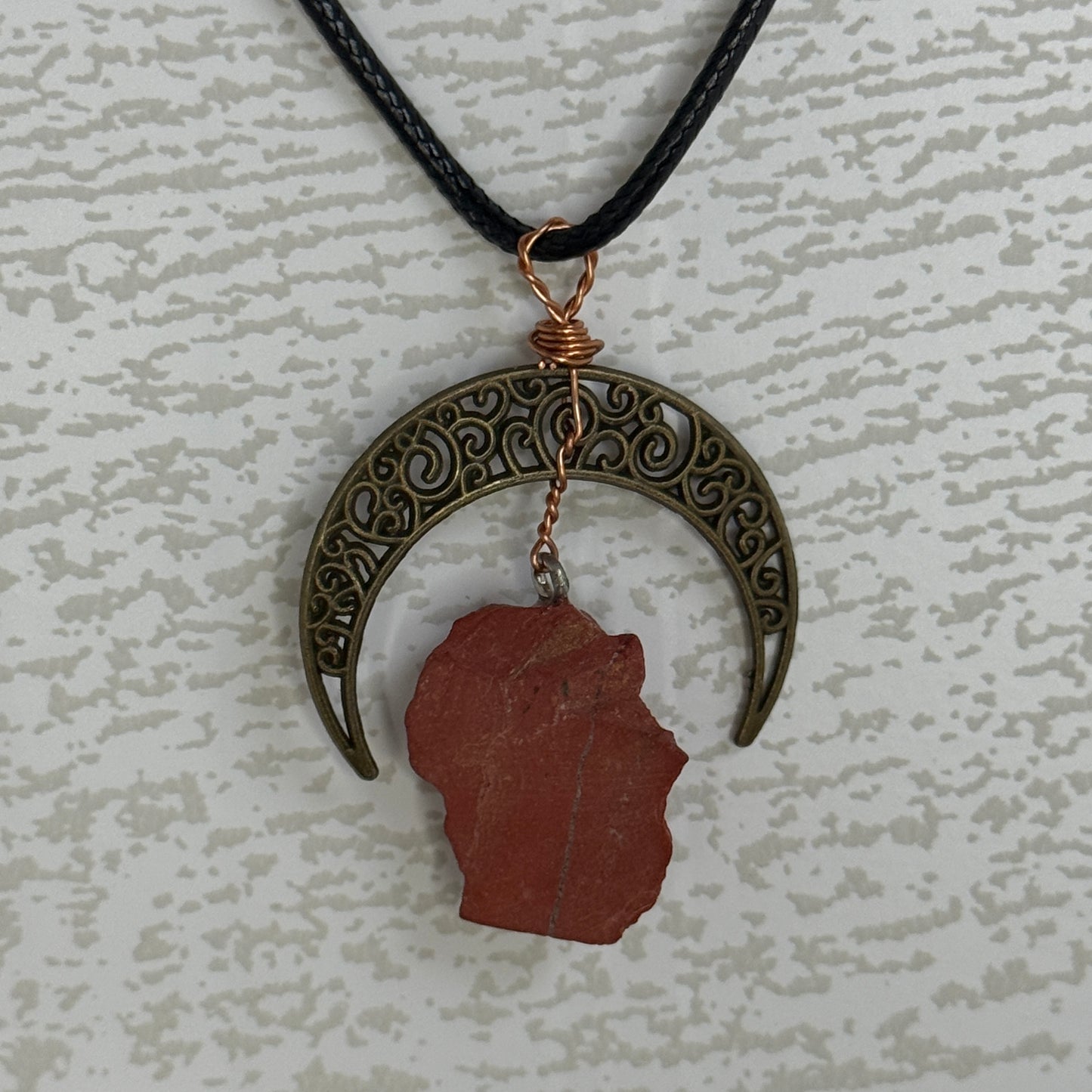Moon w/ Raw Crystal Necklace
