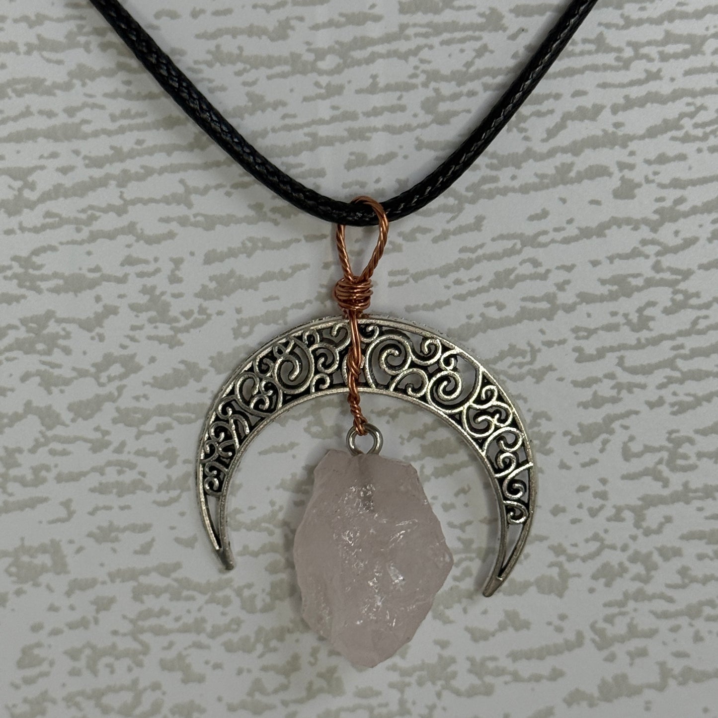 Moon w/ Raw Crystal Necklace