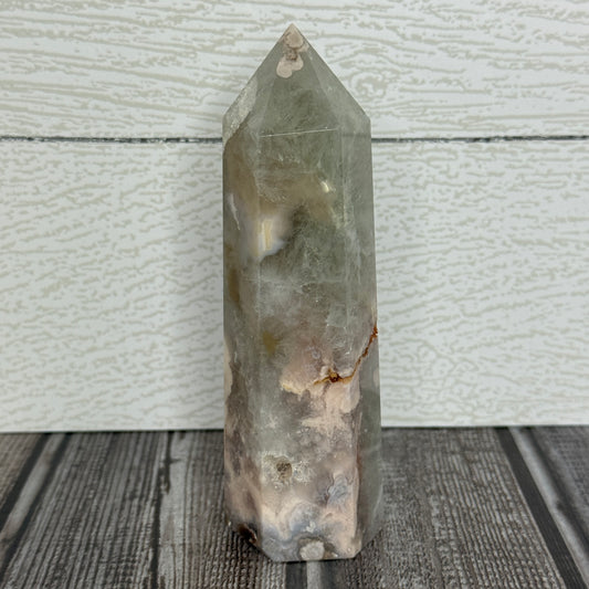 Green Flower Agate Tower