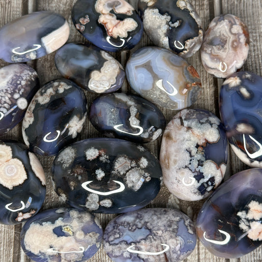 Blue Flower Agate Palmstone