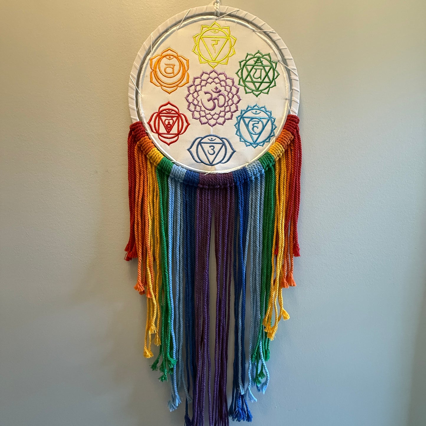 Chakra Embroidered Wall Hanging with Fringe