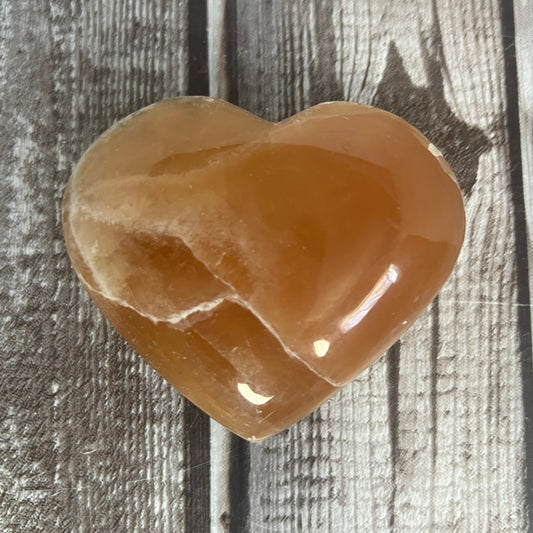 Honey Calcite Heart