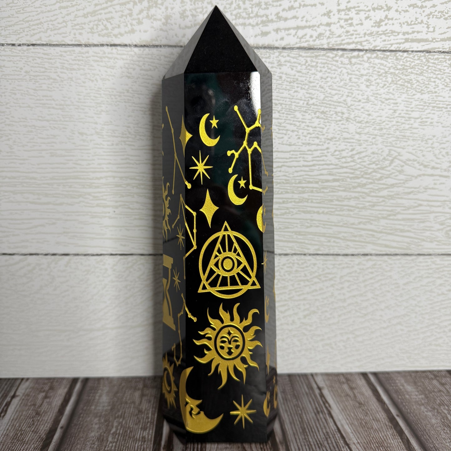 Obsidian Tower with Etching