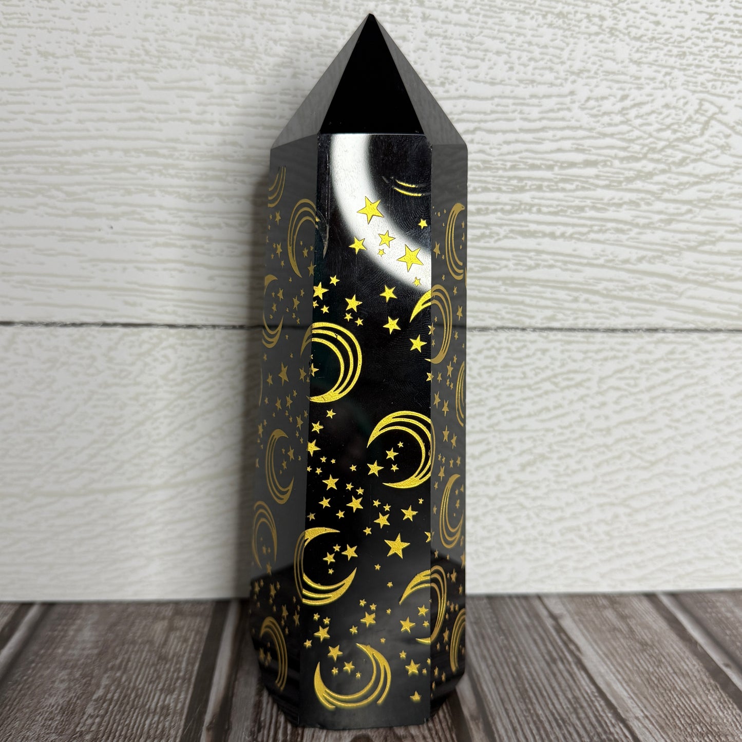 Obsidian Tower with Etching