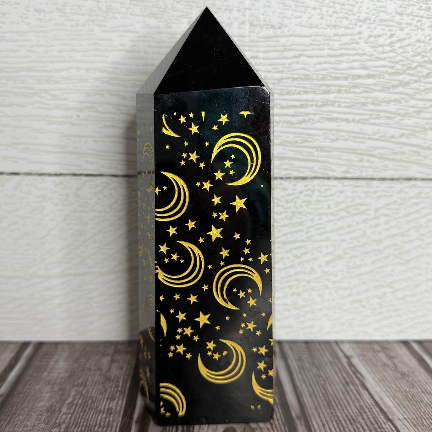 Obsidian Tower with Etching