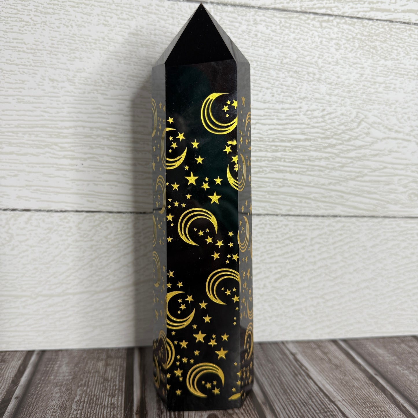 Obsidian Tower with Etching